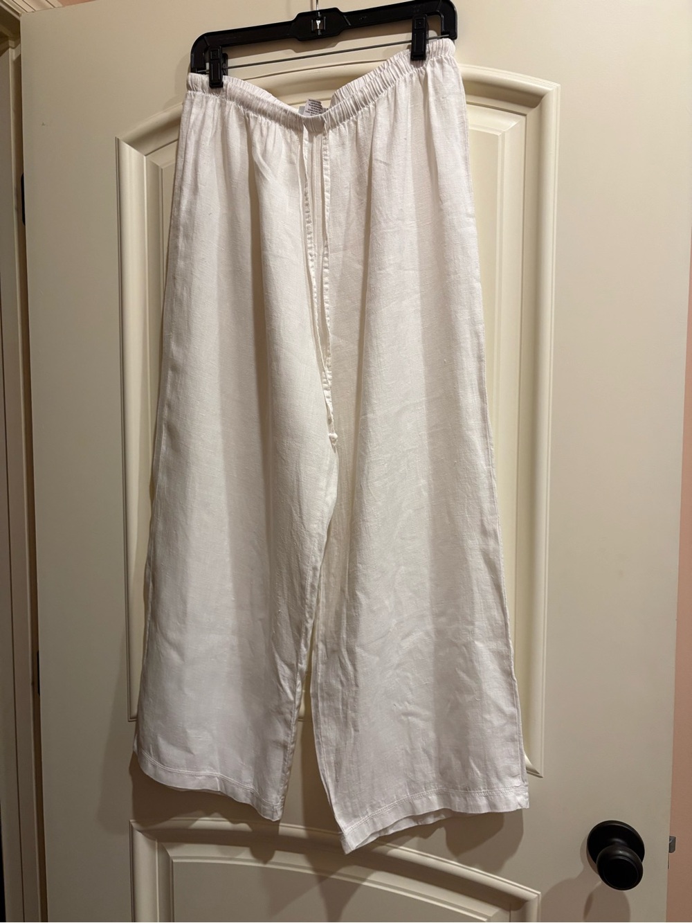 Hot Cotton White Wide-Leg Drawstring Pants